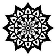Simple mandala silhouette vector Art design, Floral mandala Illustration, ornament, flower, design, outline, template, pattern, ethnic. mandala design for invitation card, coloring book.