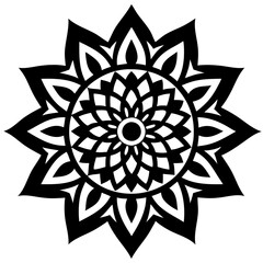 Simple mandala silhouette vector Art design, Floral mandala Illustration, ornament, flower, design, outline, template, pattern, ethnic. mandala design for invitation card, coloring book.