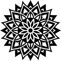 Simple mandala silhouette vector Art design, Floral mandala Illustration, ornament, flower, design, outline, template, pattern, ethnic. mandala design for invitation card, coloring book.