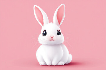 Adorable cartoon Easter bunny with large ears and a gentle expression
