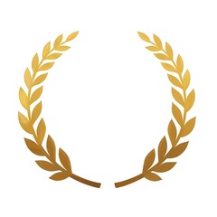 Golden Laurel Wreath. White Background