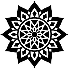 Simple mandala silhouette vector Art design, Floral mandala Illustration, ornament, flower, design, outline, template, pattern, ethnic. mandala design for invitation card, coloring book.