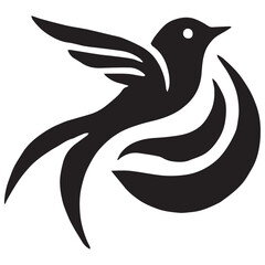 Silhouette of a bird on white background	