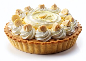 Delicious Banana Cream Pie Isolated, Perfect for Dessert Menu or Recipe Website