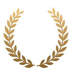 Golden Laurel Wreath. White Background