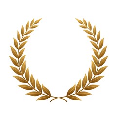 Golden Laurel Wreath. White Background