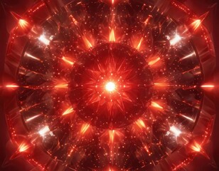 Abstract red background with scattered colored lights creating a kaleidoscope effect, kaleidoscope, artistic