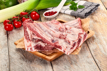 Raw pork ribs for cooking