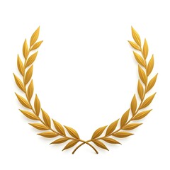 Golden Laurel Wreath. White Background