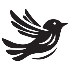 Silhouette of a bird on white background	