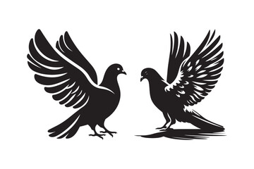 Detailed Dove Silhouette Design for Nature and Peace Concepts