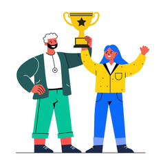 Team success flat style illustration
