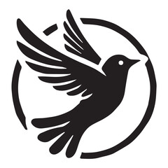 Silhouette of a bird on white background	