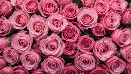 Obraz premium Dark pink roses overhead view wallpaper background