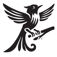Silhouette of a bird on white background	