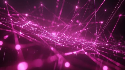 Obraz premium Abstract Futuristic Digital Background with Bright Pink Lines and Points Creating a Sense of Movement and Depth for Technology and Innovation Themes