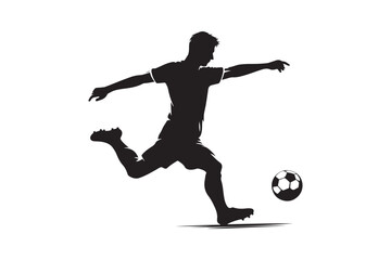 Silhouette of a Soccer Player Kicking a Football