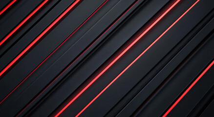 Obraz premium Diagonal black lines create a sleek background while glowing red accents add a striking contrast, capturing a modern and tech-inspired aesthetic in a creative design.
