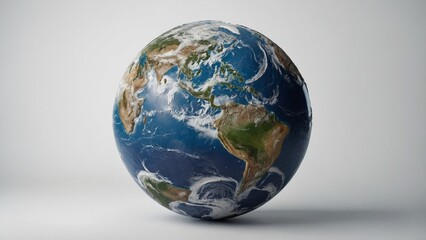 Fototapeta premium Realistic Earth globe, detailed map, educational concept on light background