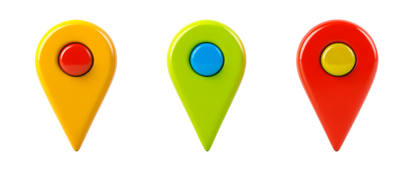 Map pointers, Location mark icons on transparent background