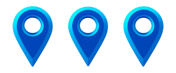 Map pointers, Location mark icons on transparent background