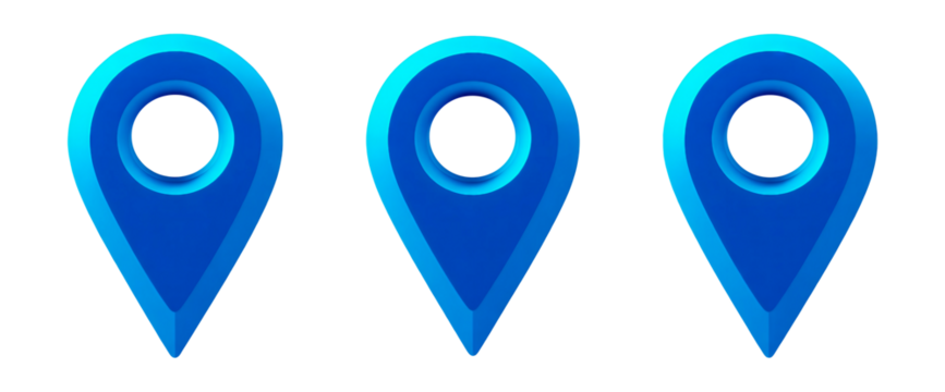 Map pointers, Location mark icons on transparent background