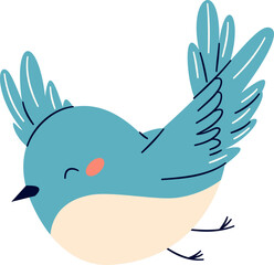 Cute bird on white background. Flat vector illustration in simple child style . Vector illustration