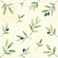 seamless pattern with olives and leaves