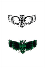 vector illustration of an owl two versions.
