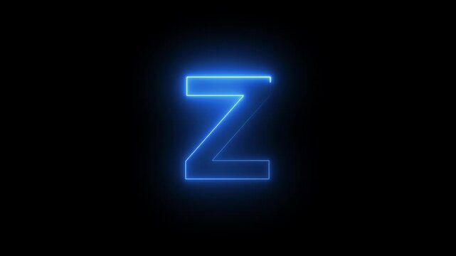 Capital letter Z with a blue neon effect and color motion animation video footage in 4K.