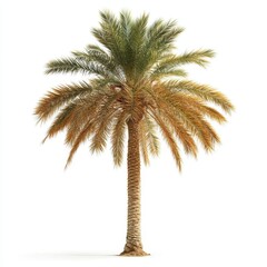 Arafed palm tree featuring brown leaves is set against a clean white background, highlighting its unique structure and texture.