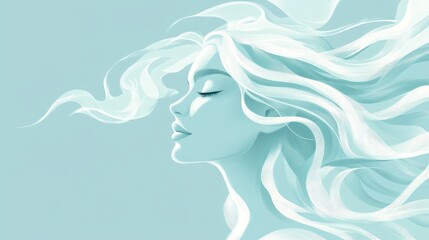 Serene Woman With Flowing White Hair