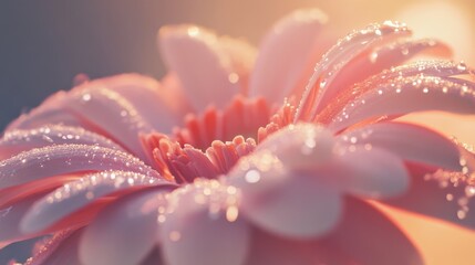 Fototapeta premium Close-Up of Delicate Flower Petals with Morning Dew Drops