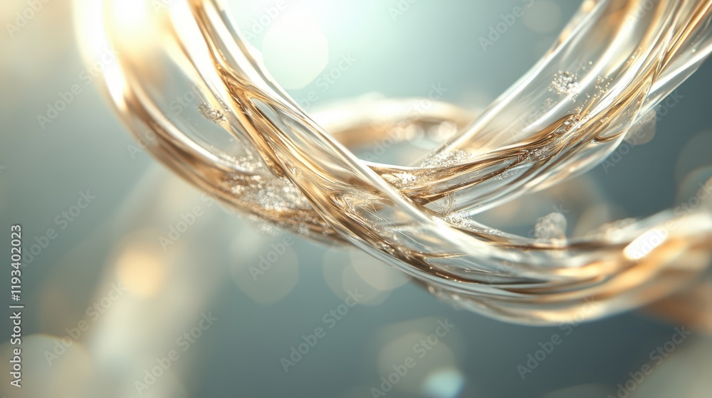 Poster a close-up view of a shiny wire, showcasing its reflective surface against a softly blurred backgrou