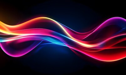 Colorful motion elements with neon led illumination. Abstract futuristic, Generative Ai
