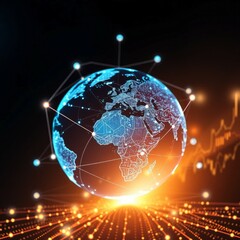 Digital Earth globe showcasing global business trading, telecommunication connectivity, and world finance network, Ai generated Images
