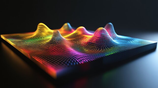 A 3D representation of quantum neural networks, with quantum algorithms improving pattern detection and optimization for advanced AI systems