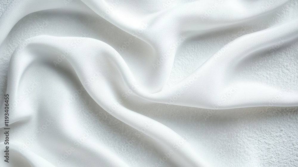 Poster a close-up view of a soft white fabric showcasing its delicate texture and quality.