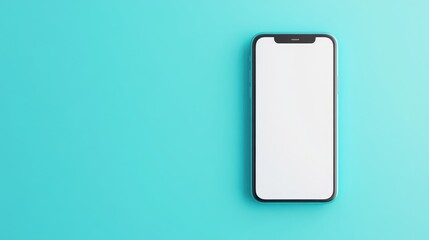 A detailed close-up view of a cell phone positioned on a vibrant blue surface, highlighting its sleek design and modern features.