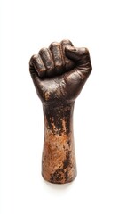 Fototapeta premium A powerful statue of a raised fist symbolizes strength and unity, prominently displayed in an outdoor setting, capturing attention and inspiring reflection.