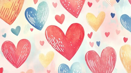 whimsical Valentines Day card with playful heart patterns, soft pastel colors, and a lighthearted