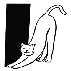 Smiling cat vector. Happy cat line art