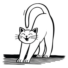 Smiling cat vector. Happy cat line art
