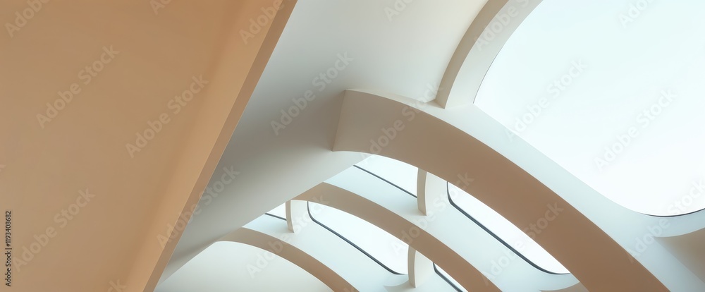 Poster Abstract architectural design with curved lines and skylights