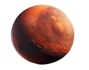 Mars isolated on white background, cutout 