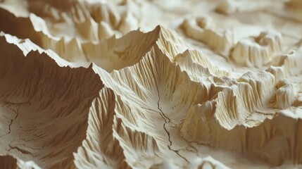 Sculptural Mountain Landscape Relief Map