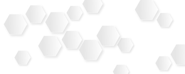 Abstract white hexagon concept design background. Seamless bright white honeycomb banner design. 