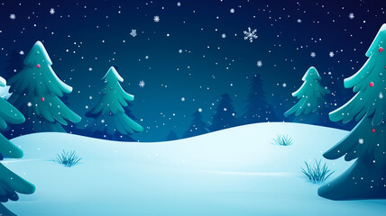 A beautiful nighttime winter scene filled with falling snowflakes.