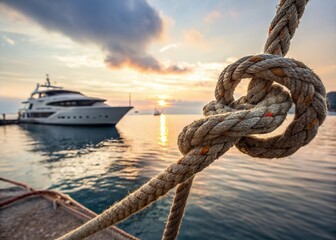 Fototapeta premium Double Exposure: Nautical Knot & Moored Yacht - Abstract Marine Art