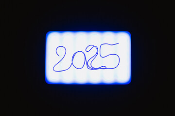 2025. A colored lamp with the number 2025